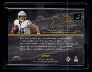 lot 232 image: 2020 Select Certified Justin Herbert Rookie Card #4