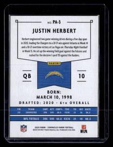 lot 233 image: 2020 Panini Green Justin Herbert Rookie Card #3