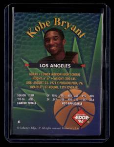 lot 249 image: 1996 Edge Rookie Rage Kobe Bryant Rookie Card #6