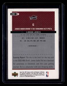 lot 252 image: 2003 Upper Deck MVP Lebron James Rookie Card #201