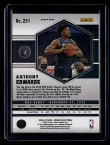 lot 254 image: 2020 Mosaic Green Prizm Anthony Edwards Rookie Card #261