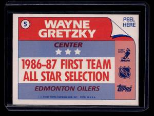 lot 258 image: 1987 Topps All-Star Sticker Wayne Gretzky #5
