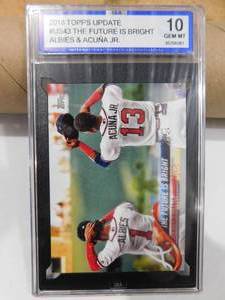 lot 263 image: ISA 10 Gem Mint 2018 Topps Update Ronald Acuna Jr. & Ozzie Albies Rookie Card #US43