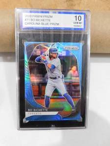 lot 264 image: ISA 10 Gem Mint 2020 Prizm Carolina Blue Prizm Bo Bichette Rookie Card #71