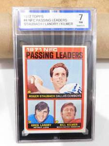 lot 270 image: ISA 7 Near Mint 1972 Topps Leaders Roger Staubach Rookie Card #4