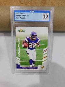 lot 278 image: AGS 10 Gem Mint 2007 Score Adrian Peterson Rookie Card #341