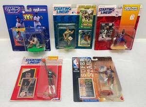 lot 8 image: Starting Lineup & NBA Court Collection Action Figures On Original Cards