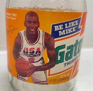 lot 75 image: Vintage Glass MICHAEL JORDAN Gatorade Bottle (Empty)