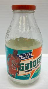 lot 77 image: Vintage Glass MICHAEL JORDAN Gatorade Bottle (Empty)