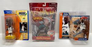 lot 87 image: 1999 Crazyworks Sports Warriors (Kevin Garnett), Mcfarlane (Kevin Garnett) And Upper Deck Play Makers (Kevin Garnett) Bobblehead