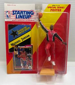 lot 106 image: 1992 MICHAEL JORDAN Starting Lineup Action Figure Basketball Card, Poster Sealed