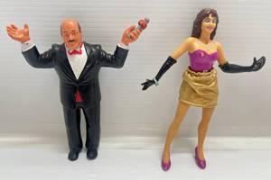 lot 162 image: 1980s WWF LJN Action Figures (RARE) Miss Elizabeth Gold Skirt & Mean Gene Okerlund