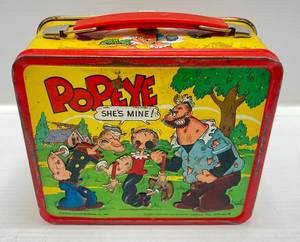lot 202 image: 1980 Aladdin (Popeye) Embossed Metal Lunchbox (NO THERMOS)