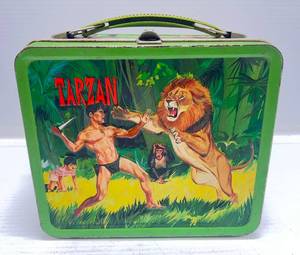 lot 204 image: 1966 Aladdin (Tarzan) Embossed Metal Lunchbox (NO THERMOS)