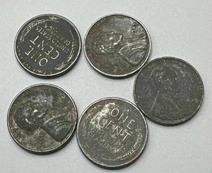 Lot of 5 Steel Pennies from 1940s