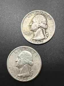 Lot of 2 Silver Washington Quarters