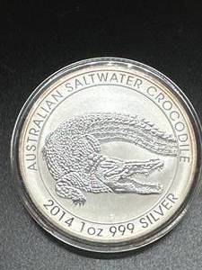 1oz .999 Silver Australian Saltwater Crocodile Round