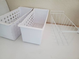 lot 26 image: Storage Baskets Wire Metal Plastic White
