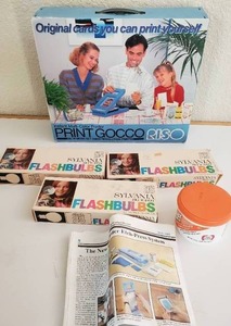 lot 51 image: Hobbies Crafts Art Vintage RISO Print GOCCO Instant Multi-Color Printer-Vintage NOS Sylvania Flashbulbs-Orange Hand Cleaner