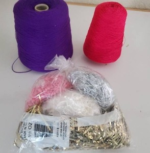lot 71 image: Hobbies Crafts Art Supplies Flamingo Red & Purple Yarn Etc.