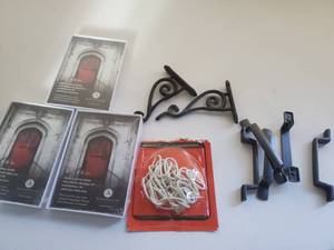 lot 84 image: White Chain Decorative Lighting Accessories-Door & Drawer Pulls-Three 4  x  6 Front Loading Picture Frames-Two Shelf Brackets