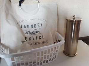 lot 94 image: Wash-Dry-Fluff-Fold-Repeat Laundry Deluxe Service-White Clothes Basket-ETC