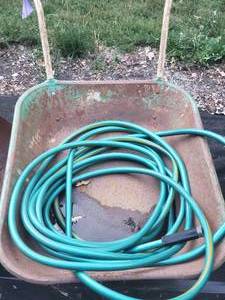 lot 109 image: Vintage Wheelbarrow and Garden Hose