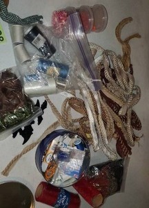 lot 128 image: Container Of Beads-Bell Item-Spools Of Thread-Trimming Items-Container With Miscellaneous Items-New Sparkling Tulle