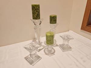 lot 54 image: Modern Cut Glass Candleholders