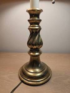lot 76 image: Twisted Brass Candlestick Lamp