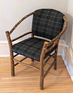 Plaid Upholstered Twig Hoop Armchair