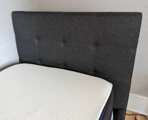 Charcoal Tufted Twin Bed Frame