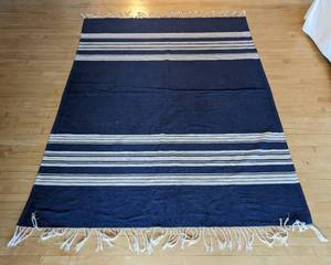 Blue and White Woven Accent Rug
