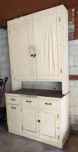 Vintage Painted Wood Kitchen CabinetHutch