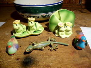 Frog Salt and Pepper with Napkin Holder