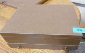 lot 44 image: double layer silverware chest with a bunch of misc silverware