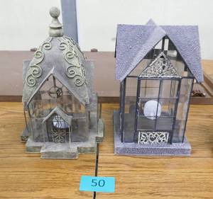 lot 50 image: Two glass window candle houses