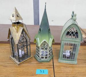 lot 51 image: Three glass window candle houses