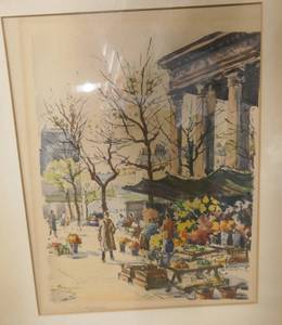 lot 65 image: Signed Watercolor by Seguie - Paris La Madeleine