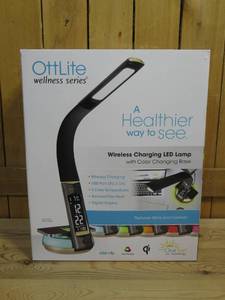OttLite Wireless Charging Desk Lamp with Color Changing Base  black