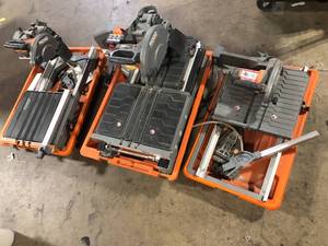 Lot of 3 RIDGID 12 Amp 8 in. Blade Corded Wet Tile Saw with Extended Rip  Customer Returns See Pictures