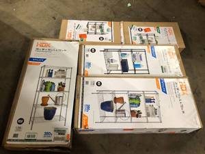Lot of Assorted Utility Storage Racks Various  Sizes and Conditions   Customer Returns See Pictures