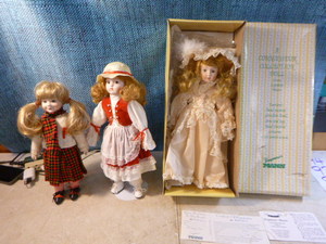 lot 82 image: 3 Porcelain Dolls