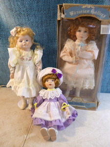 lot 88 image: 3 Porcelain Dolls