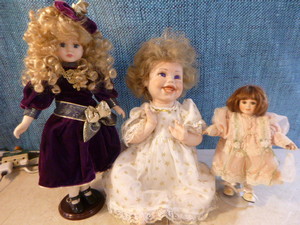 lot 91 image: 3 Porcelain Dolls
