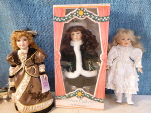 lot 92 image: 3 Porcelain Dolls