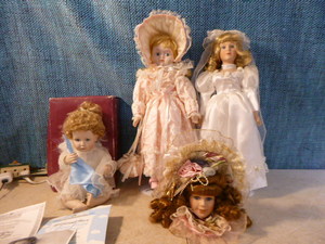 lot 94 image: 3 Porcelain Dolls