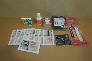 Assorted Selfcare Products -Eye Patches, Lip Balm, Eye Lashes, Soap