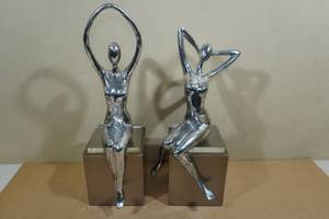 Set of Two Jaylene Silver Tone Sculptures