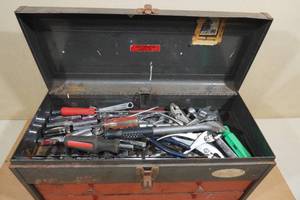 Metal Toolbox with Assorted Tools